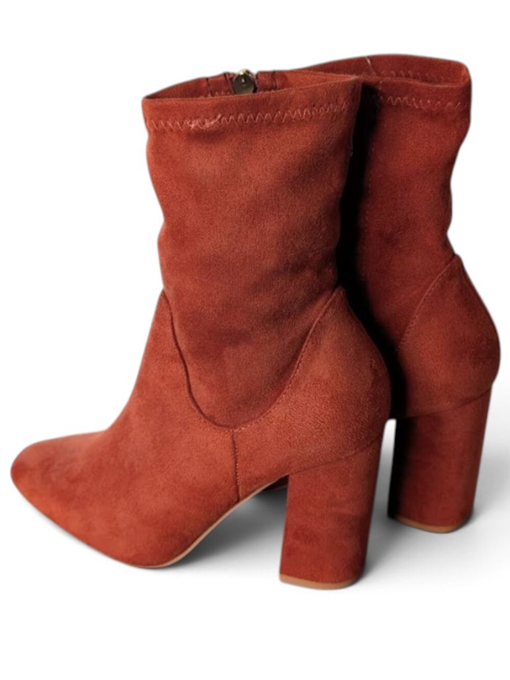 Cape Robbin Rust Betisa-3 Faux Suede Ankle Booties Block Heel Size 7.5 NWT